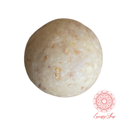 Silk & Soothe organic luxury face soap with oatmeal, handcrafted 50g ball, gentle exfoliating and moisturising, unscented, suitable for sensitive skin and babies.